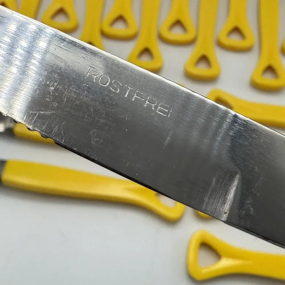 Vtg IIC Stainless Japan Yellow Handle 32 PC Flatware 8 Settings Fork Knife Spoon